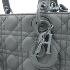 Dior Lady Dior Large Cannage Leather 2Way Handbag in Gray