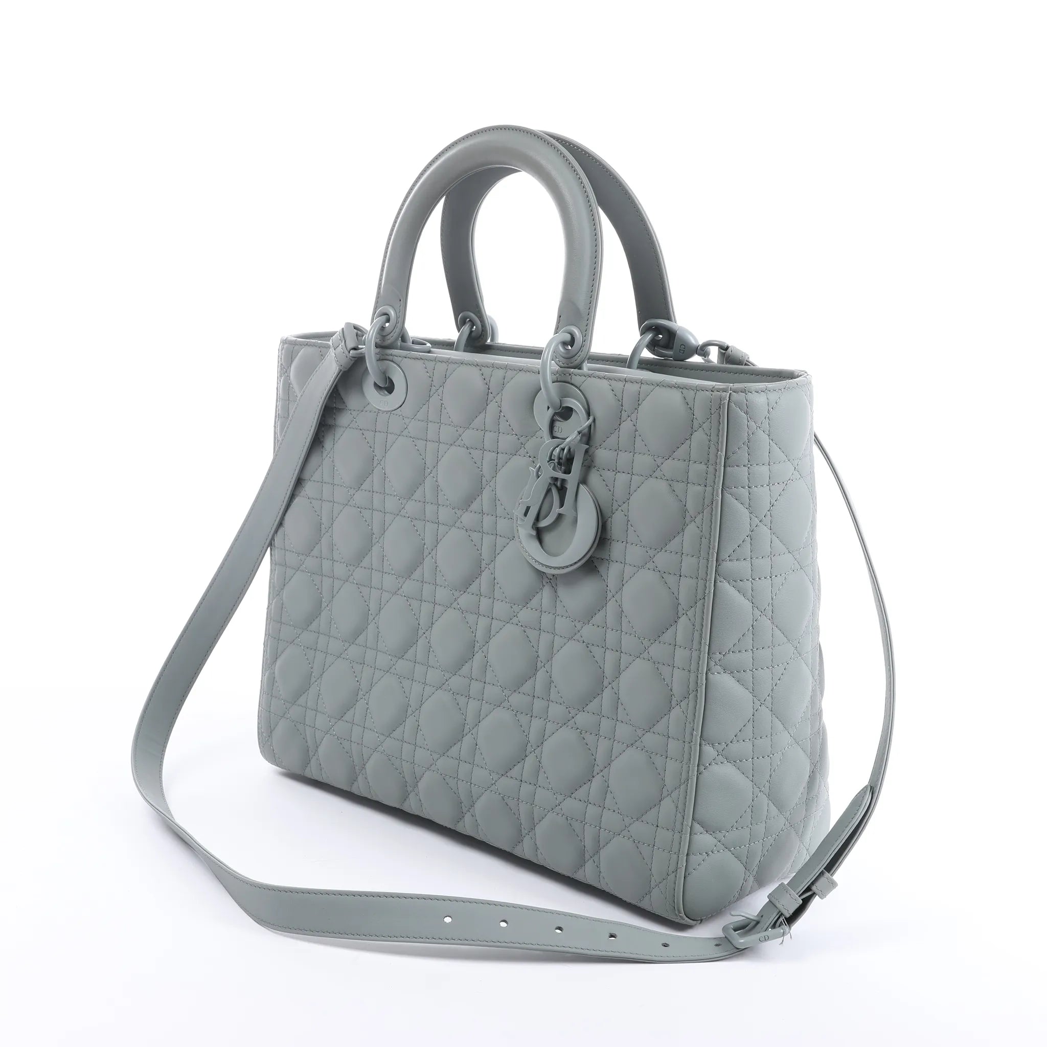 Dior Lady Dior Large Cannage Leather 2Way Handbag in Gray