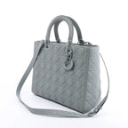 Dior Lady Dior Large Cannage Leather 2Way Handbag in Gray