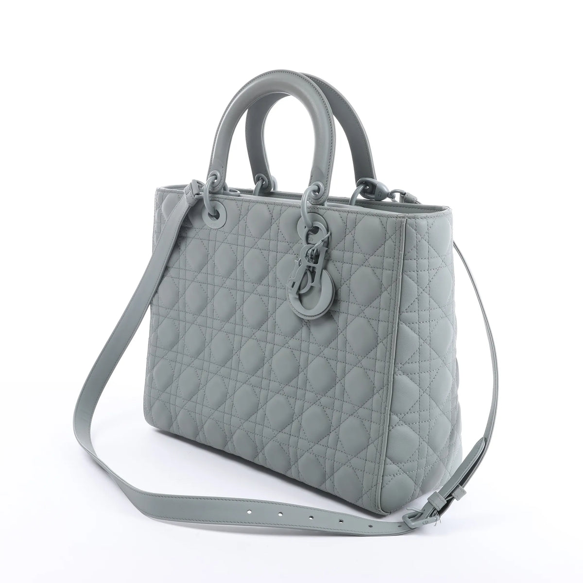 Dior Lady Dior Large Cannage Leather 2Way Handbag in Gray