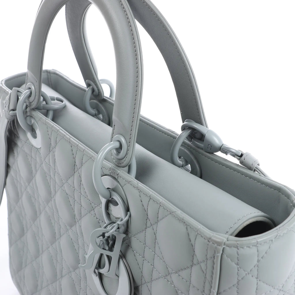 Dior Lady Dior Large Cannage Leather 2Way Handbag in Gray