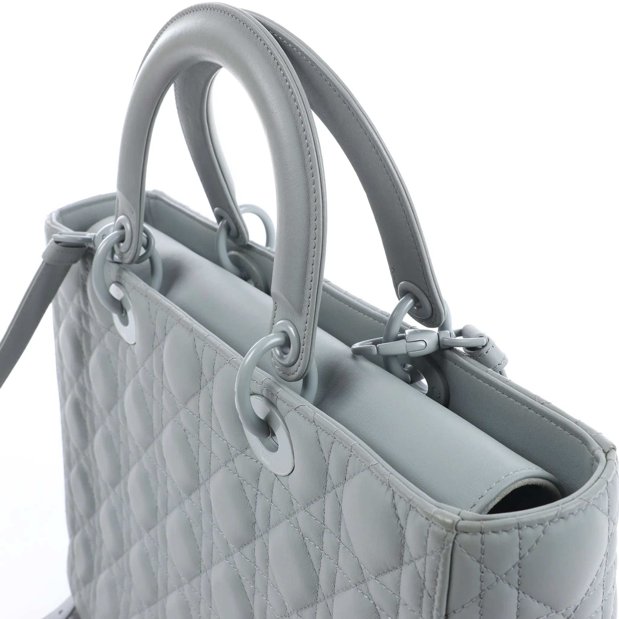 Dior Lady Dior Large Cannage Leather 2Way Handbag in Gray