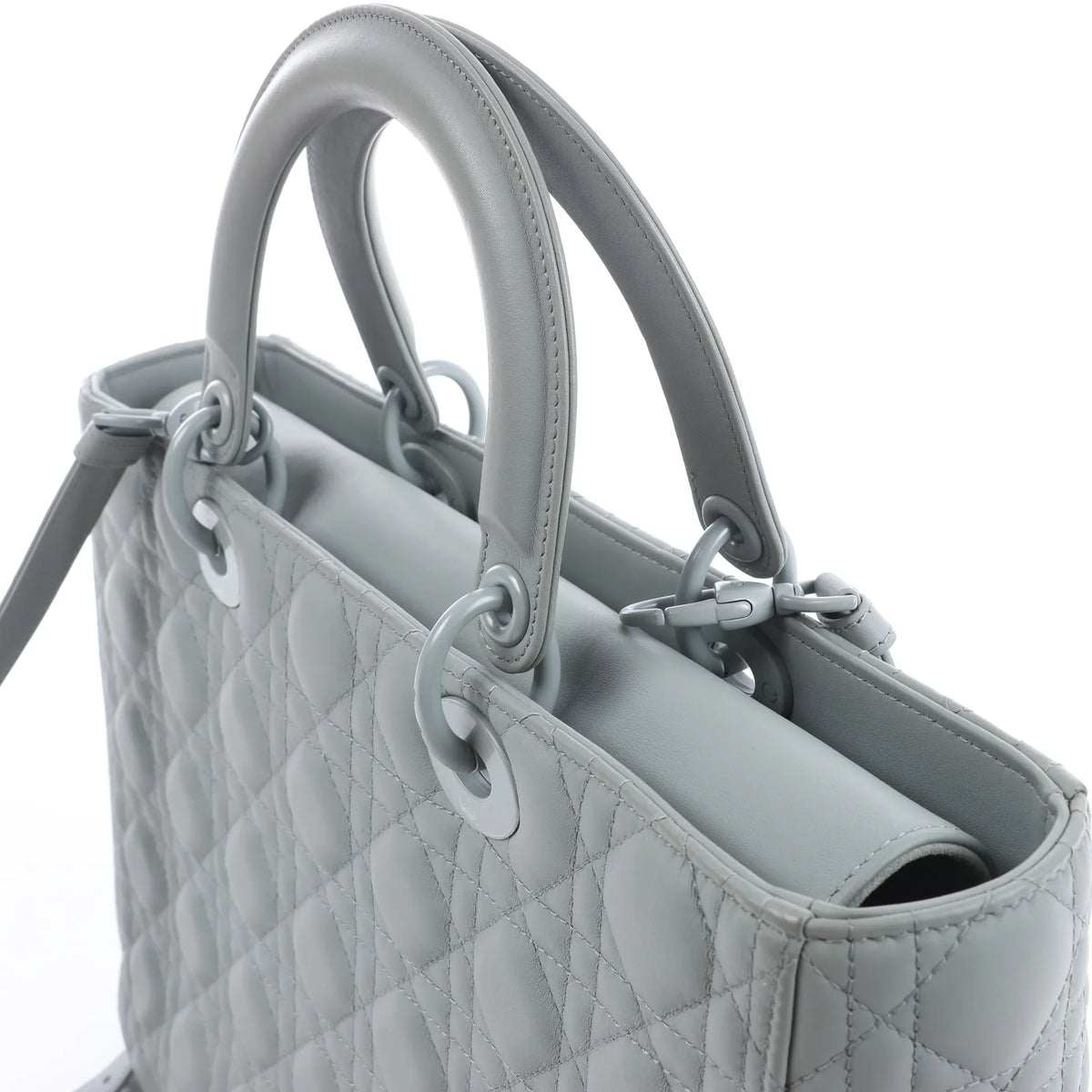 Dior Lady Dior Large Cannage Leather 2Way Handbag in Gray