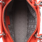 Dior Lady Dior Leather Cannage Large 2Way Handbag in Orange