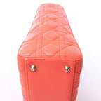 Dior Lady Dior Leather Cannage Large 2Way Handbag in Orange