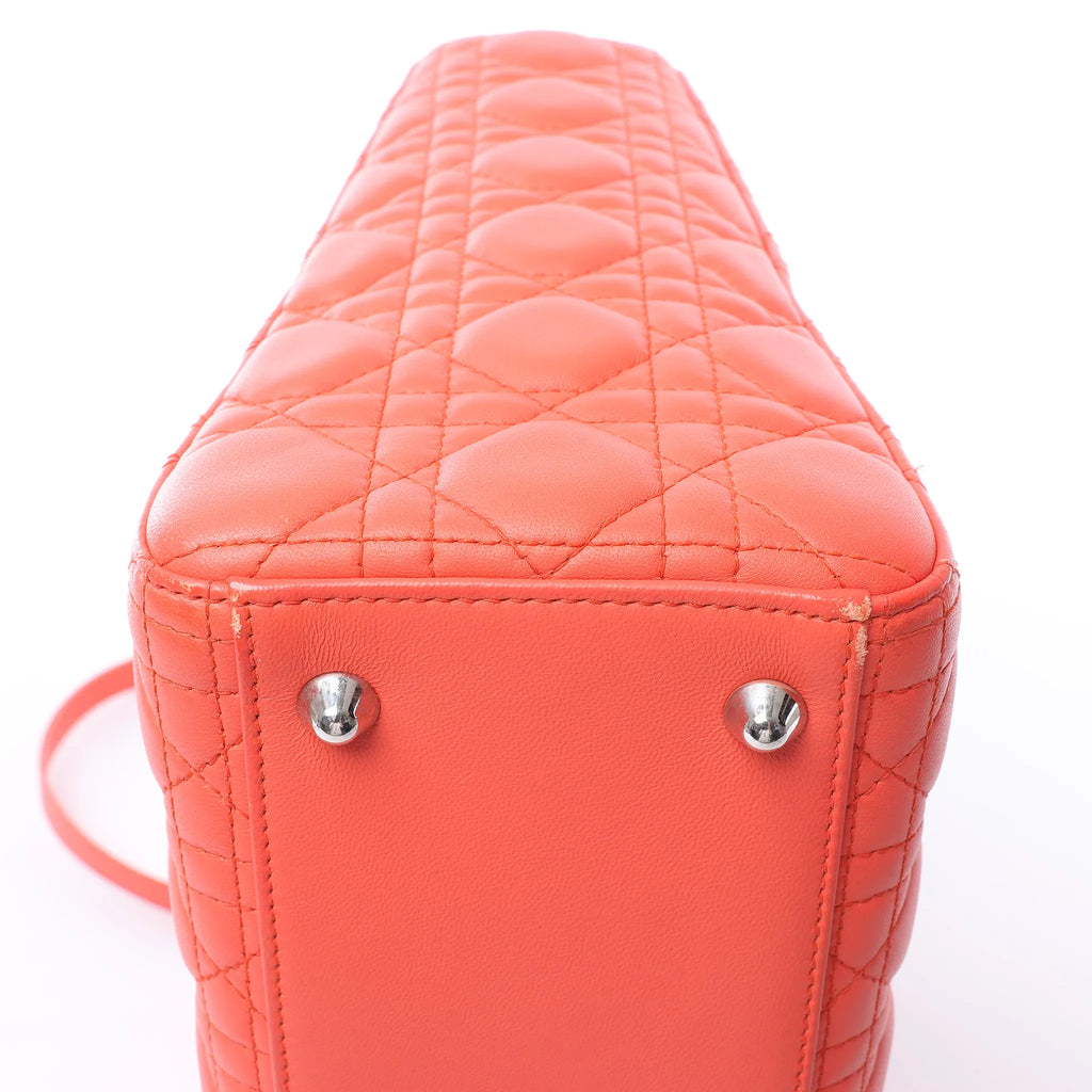Dior Lady Dior Leather Cannage Large 2Way Handbag in Orange
