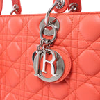 Dior Lady Dior Leather Cannage Large 2Way Handbag in Orange