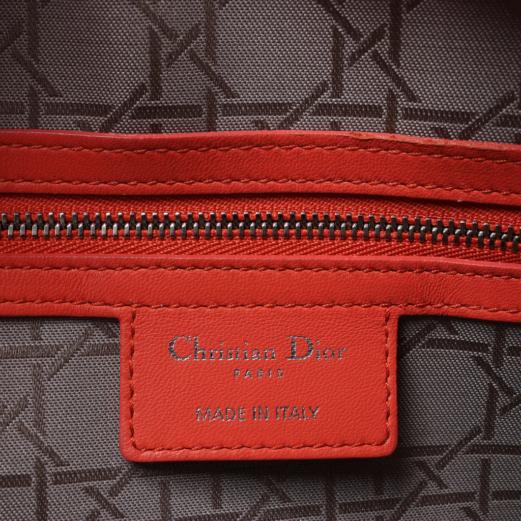 Dior Lady Dior Leather Cannage Large 2Way Handbag in Orange