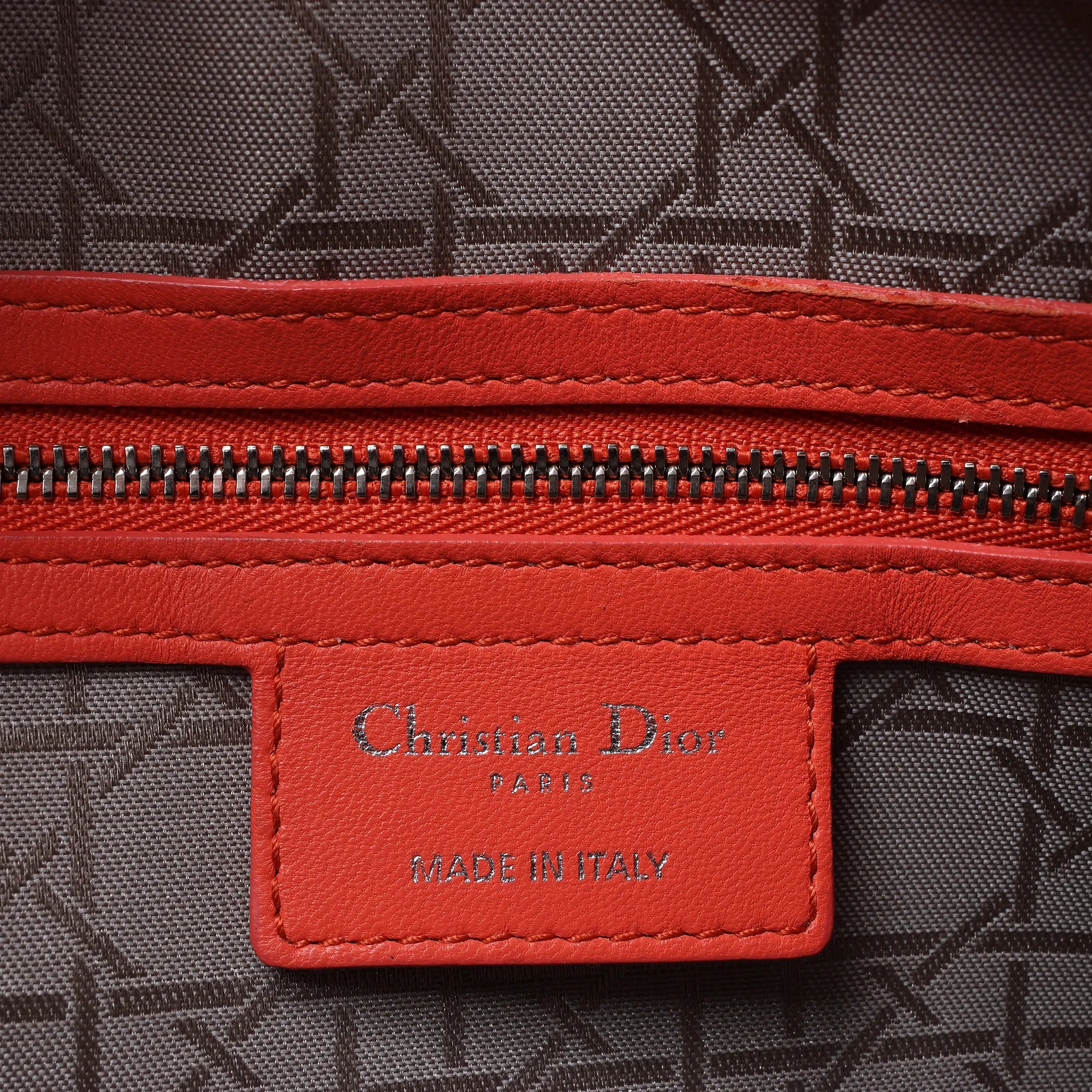 Dior Lady Dior Leather Cannage Large 2Way Handbag in Orange