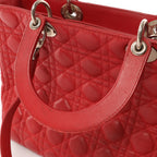 Dior Lady Dior Leather Cannage Large 2Way Handbag in Red