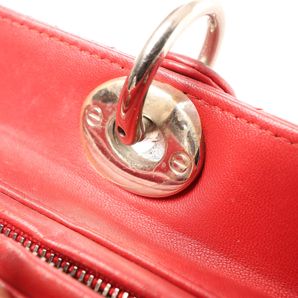 Dior Lady Dior Leather Cannage Large 2Way Handbag in Red