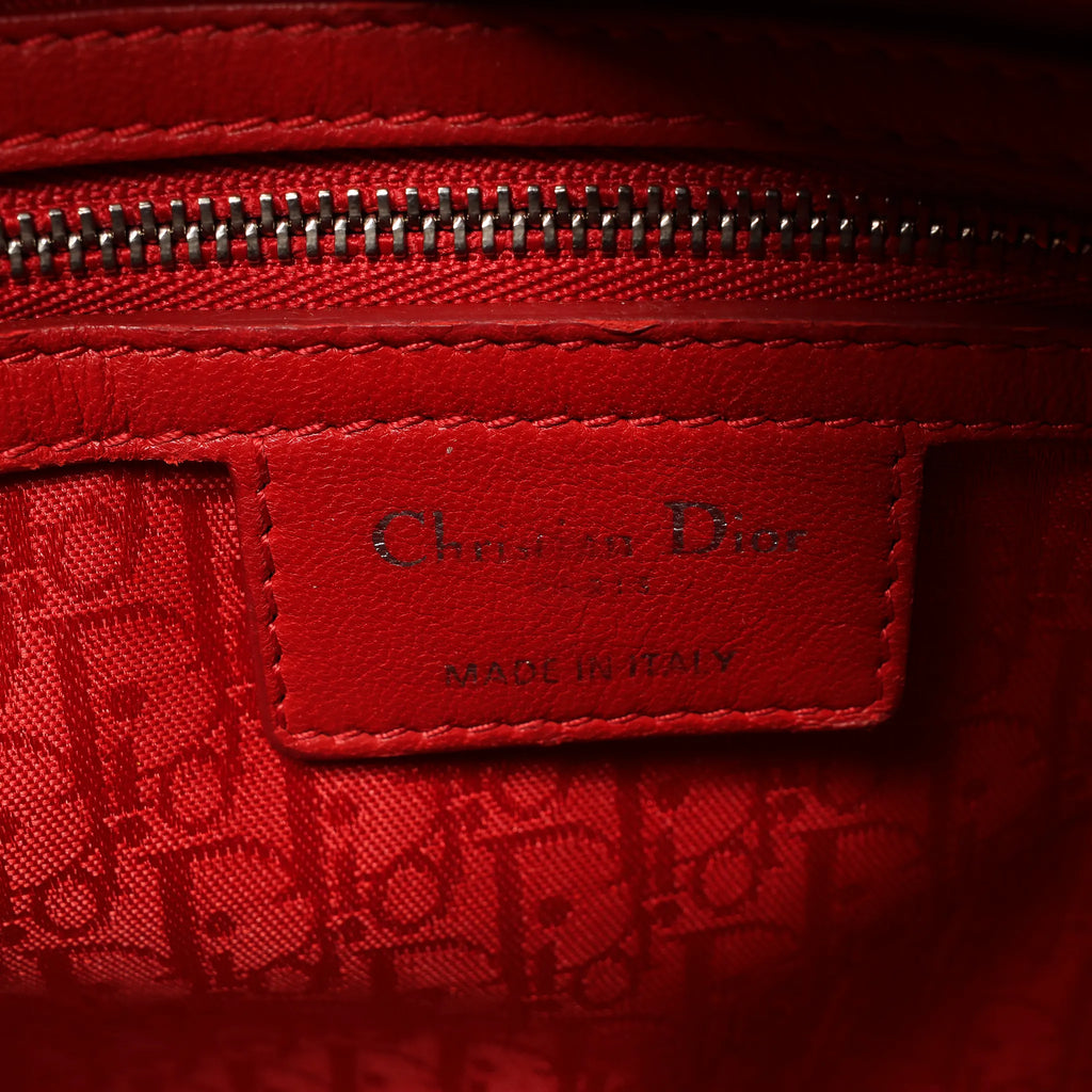Dior Lady Dior Leather Cannage Large 2Way Handbag in Red