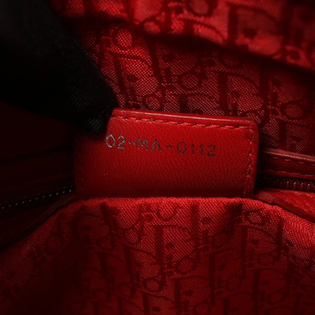 Dior Lady Dior Leather Cannage Large 2Way Handbag in Red