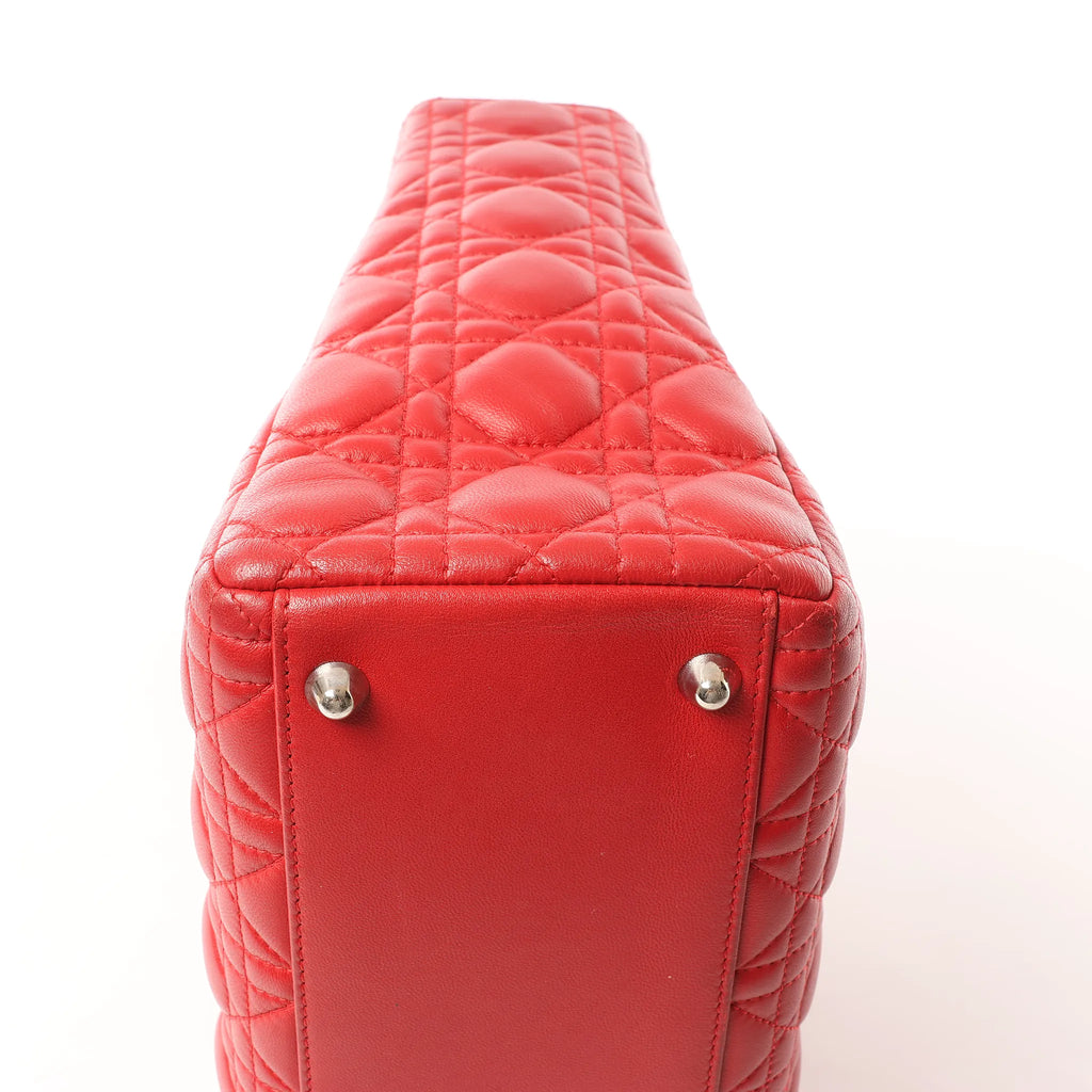 Dior Lady Dior Leather Cannage Large 2Way Handbag in Red