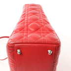 Dior Lady Dior Leather Cannage Large 2Way Handbag in Red