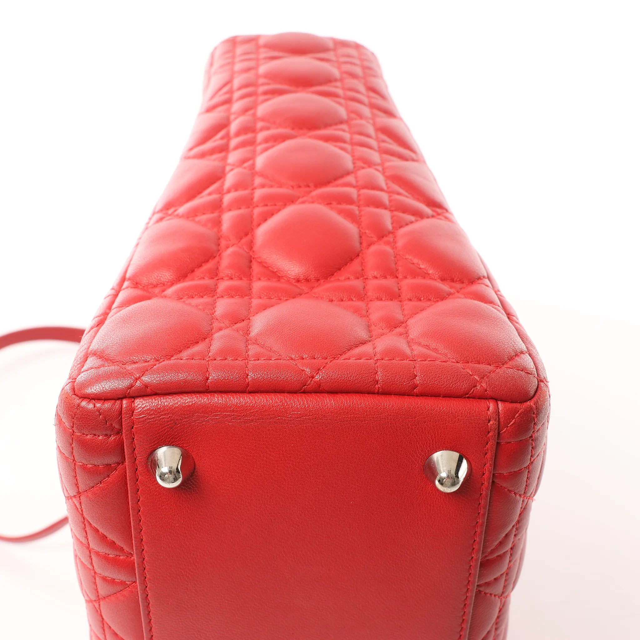 Dior Lady Dior Leather Cannage Large 2Way Handbag in Red