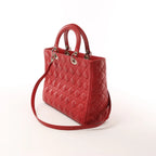 Dior Lady Dior Leather Cannage Large 2Way Handbag in Red