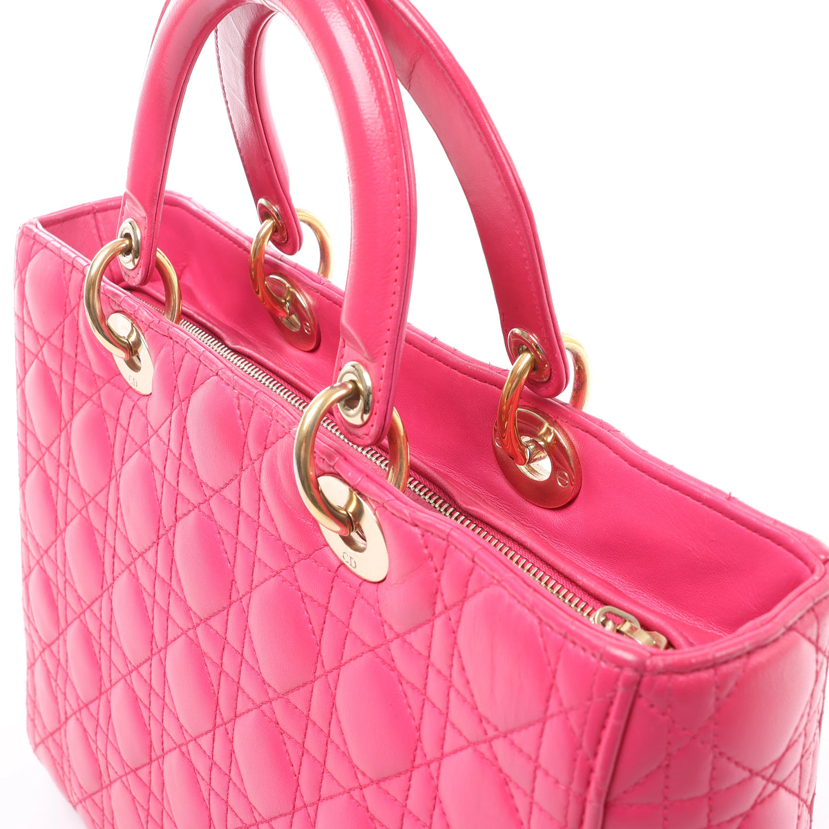 Christian Dior Lady Dior Large Cannage Leather Handbag in Pink