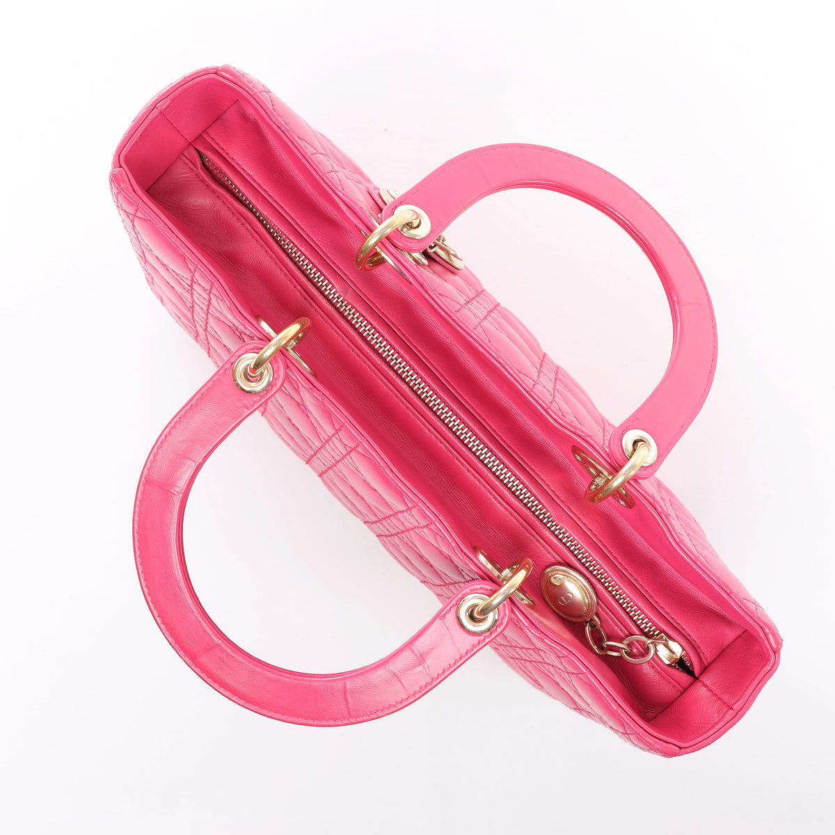 Christian Dior Lady Dior Large Cannage Leather Handbag in Pink