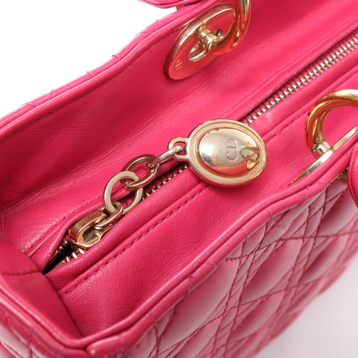 Christian Dior Lady Dior Large Cannage Leather Handbag in Pink