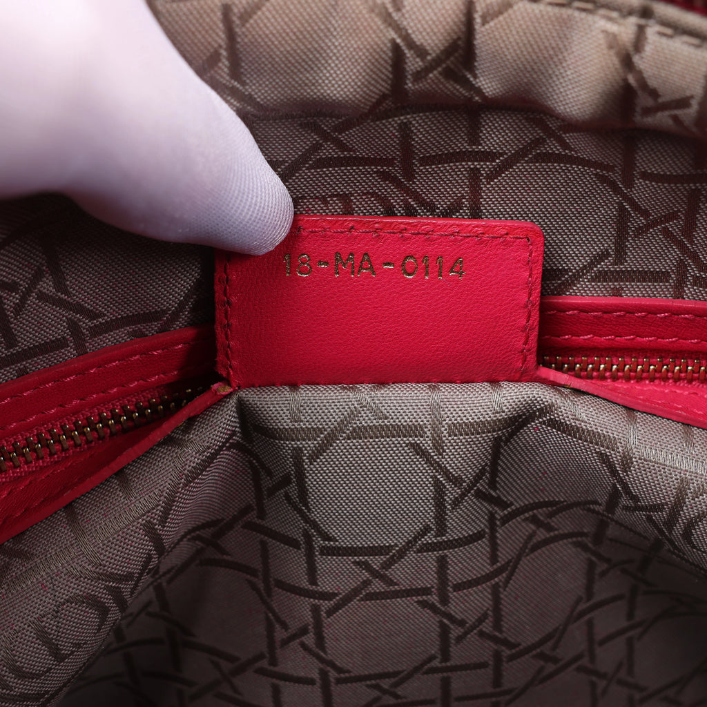 Christian Dior Lady Dior Large Cannage Leather Handbag in Pink