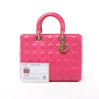 Christian Dior Lady Dior Large Cannage Leather Handbag in Pink