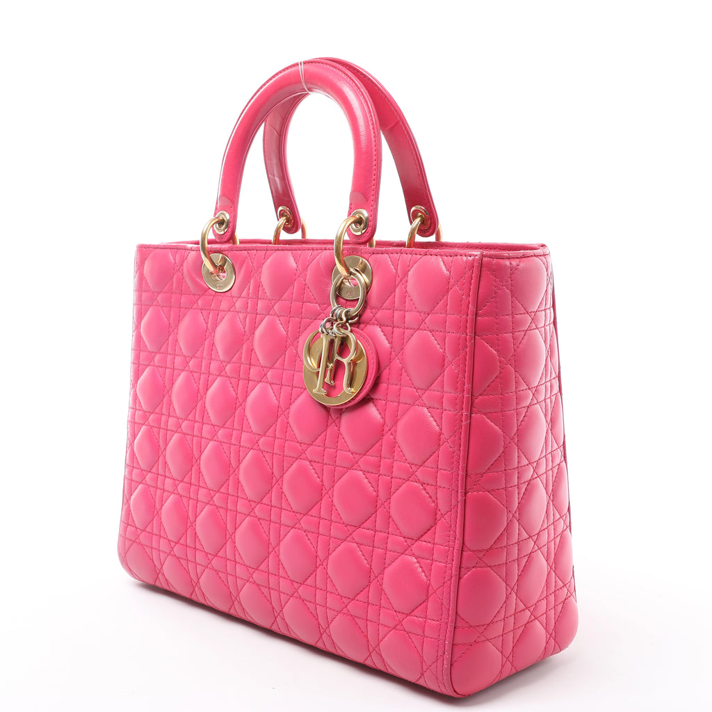 Christian Dior Lady Dior Large Cannage Leather Handbag in Pink