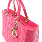 Christian Dior Lady Dior Large Cannage Leather Handbag in Pink