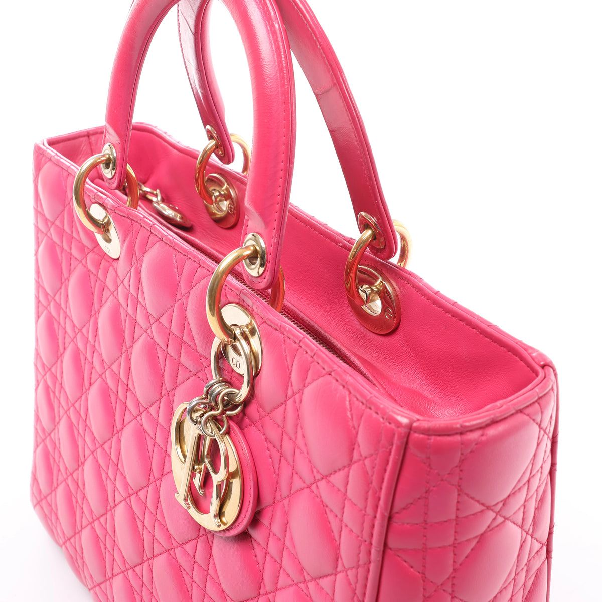 Christian Dior Lady Dior Large Cannage Leather Handbag in Pink