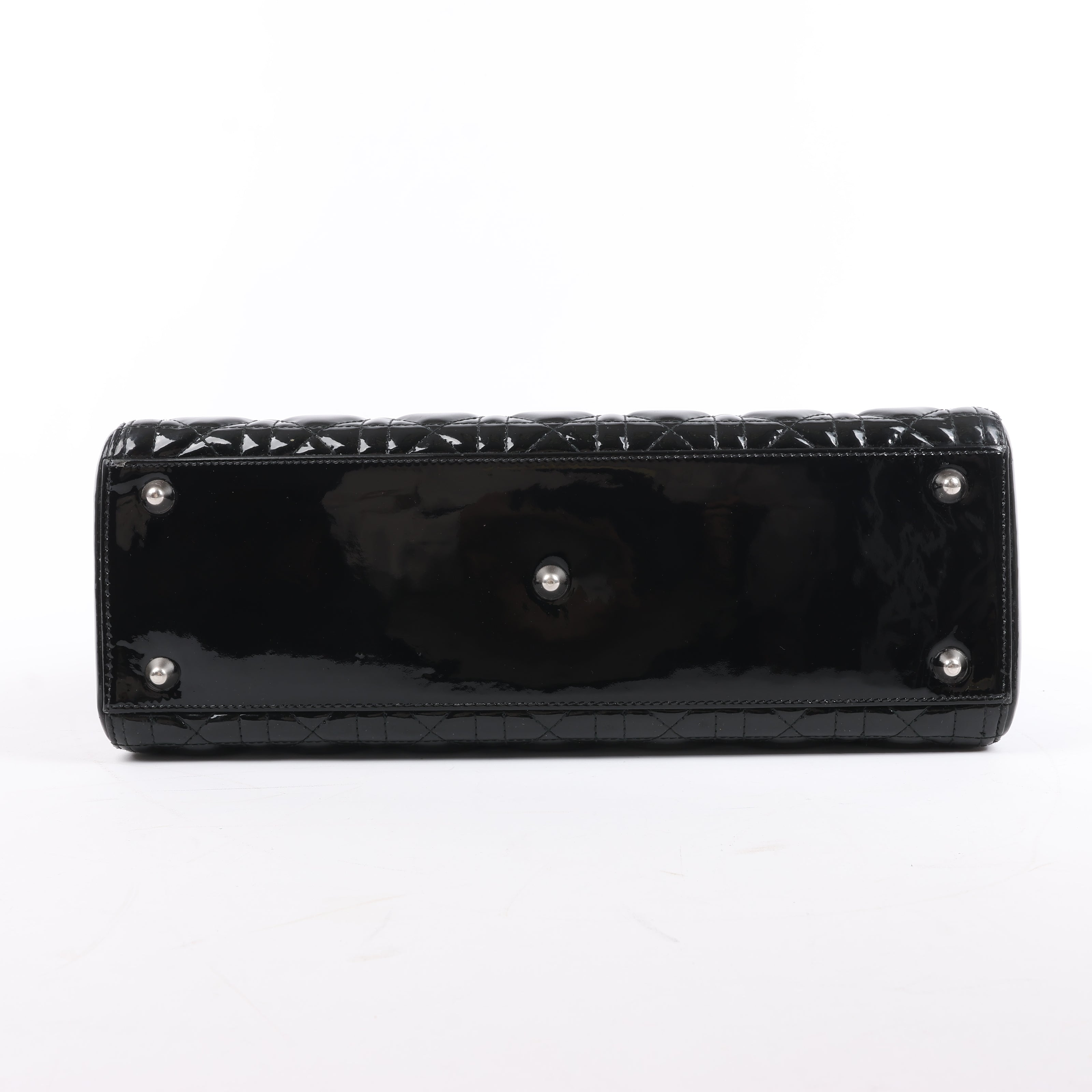 Dior Lady Dior Patent Leather Cannage Large Handbag in Black