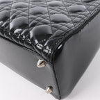 Dior Lady Dior Patent Leather Cannage Large Handbag in Black