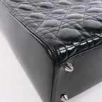 Dior Lady Dior Patent Leather Cannage Large Handbag in Black