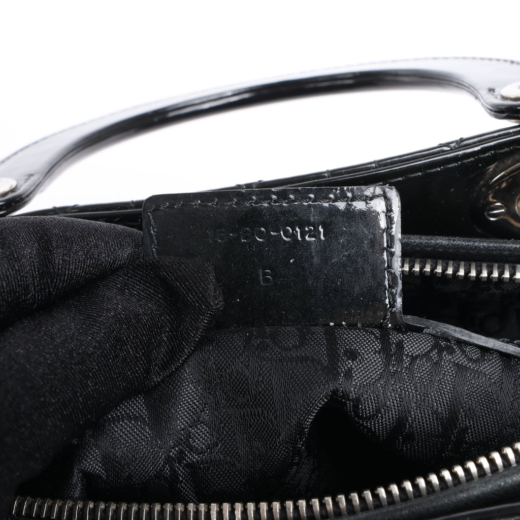 Dior Lady Dior Patent Leather Cannage Large Handbag in Black
