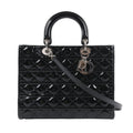 Dior Lady Dior Patent Leather Cannage Large Handbag in Black