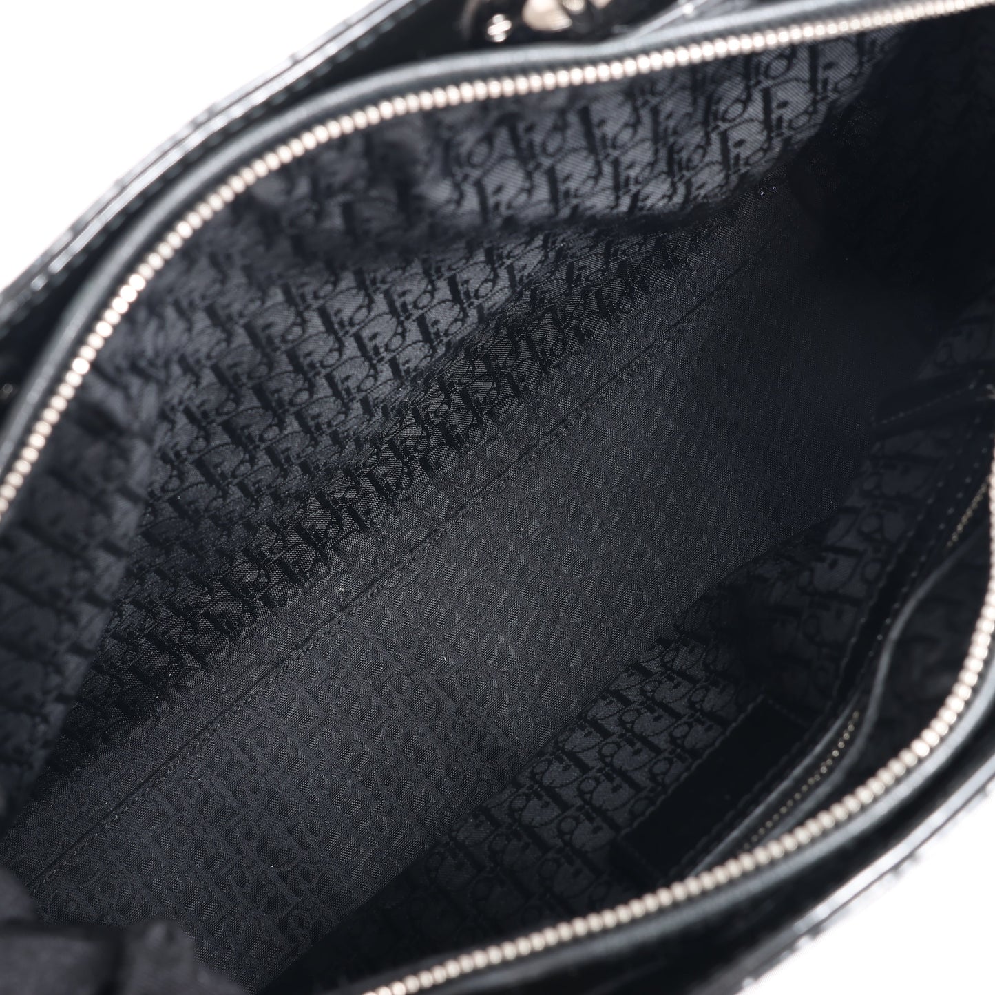 Grand sac à main Dior Lady Dior en cuir verni Cannage noir