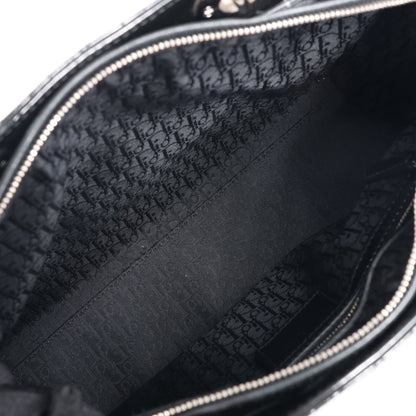 Grand sac à main Dior Lady Dior en cuir verni Cannage noir