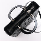 Dior Lady Dior Patent Leather Cannage Large Handbag in Black