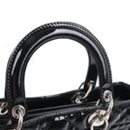 Dior Lady Dior Patent Leather Cannage Large Handbag in Black