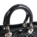 Dior Lady Dior Patent Leather Cannage Large Handbag in Black