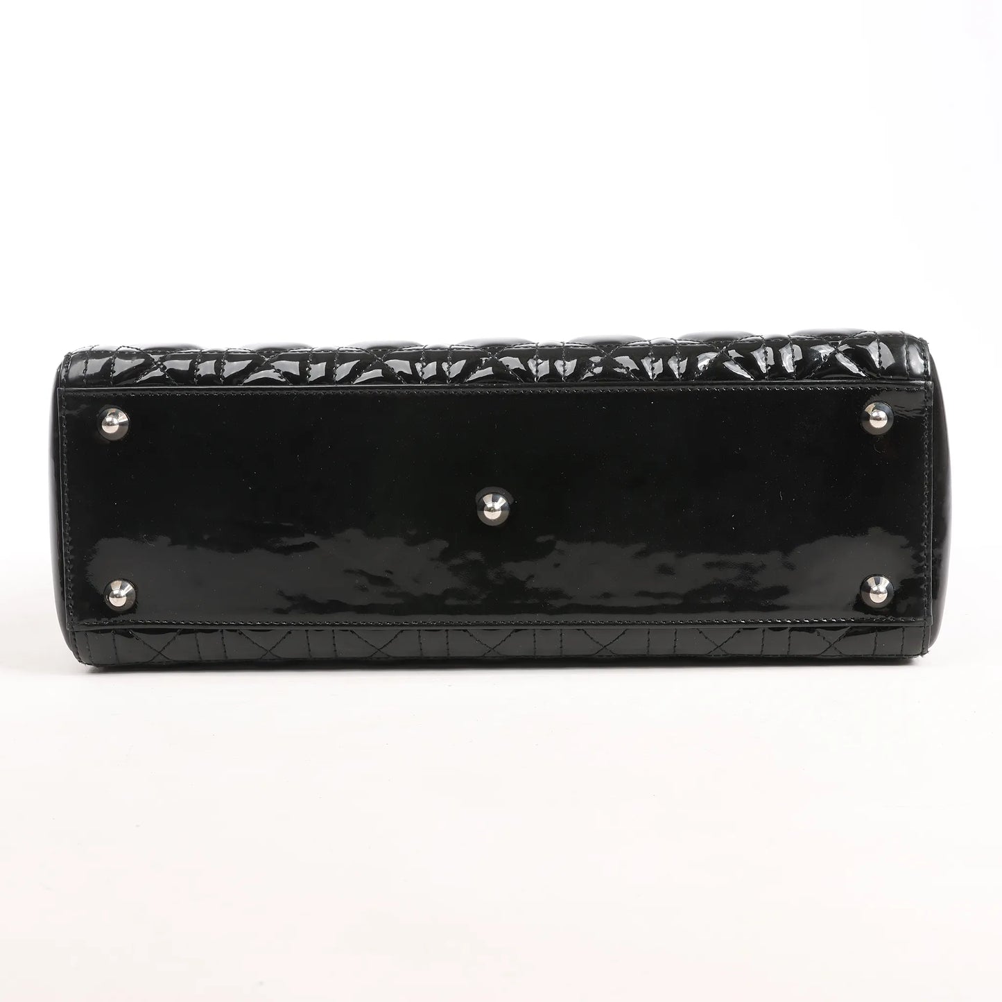 Dior Lady Dior Large Patent Leather Cannage 2Way Handbag in Black