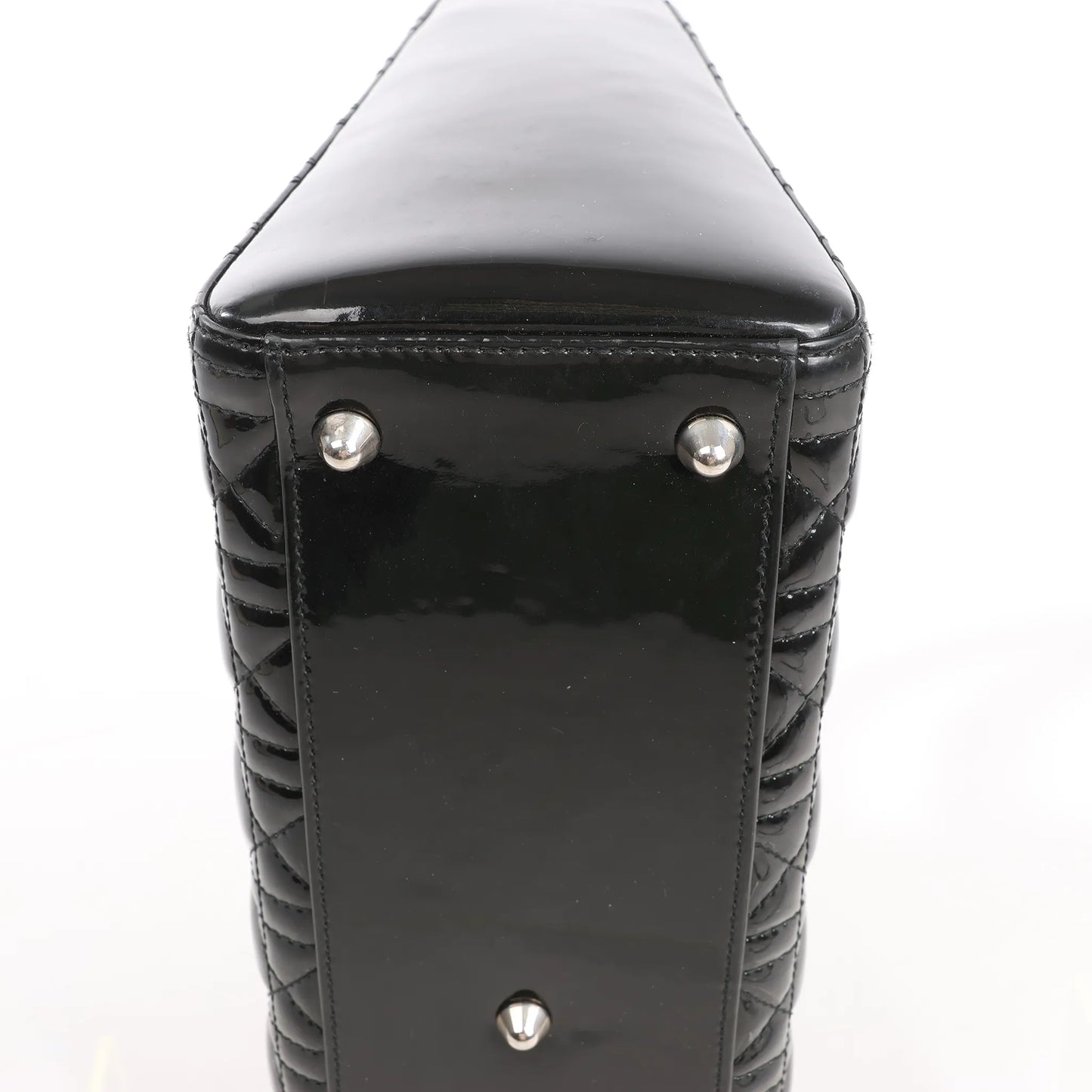 Dior Lady Dior Large Patent Leather Cannage 2Way Handbag in Black