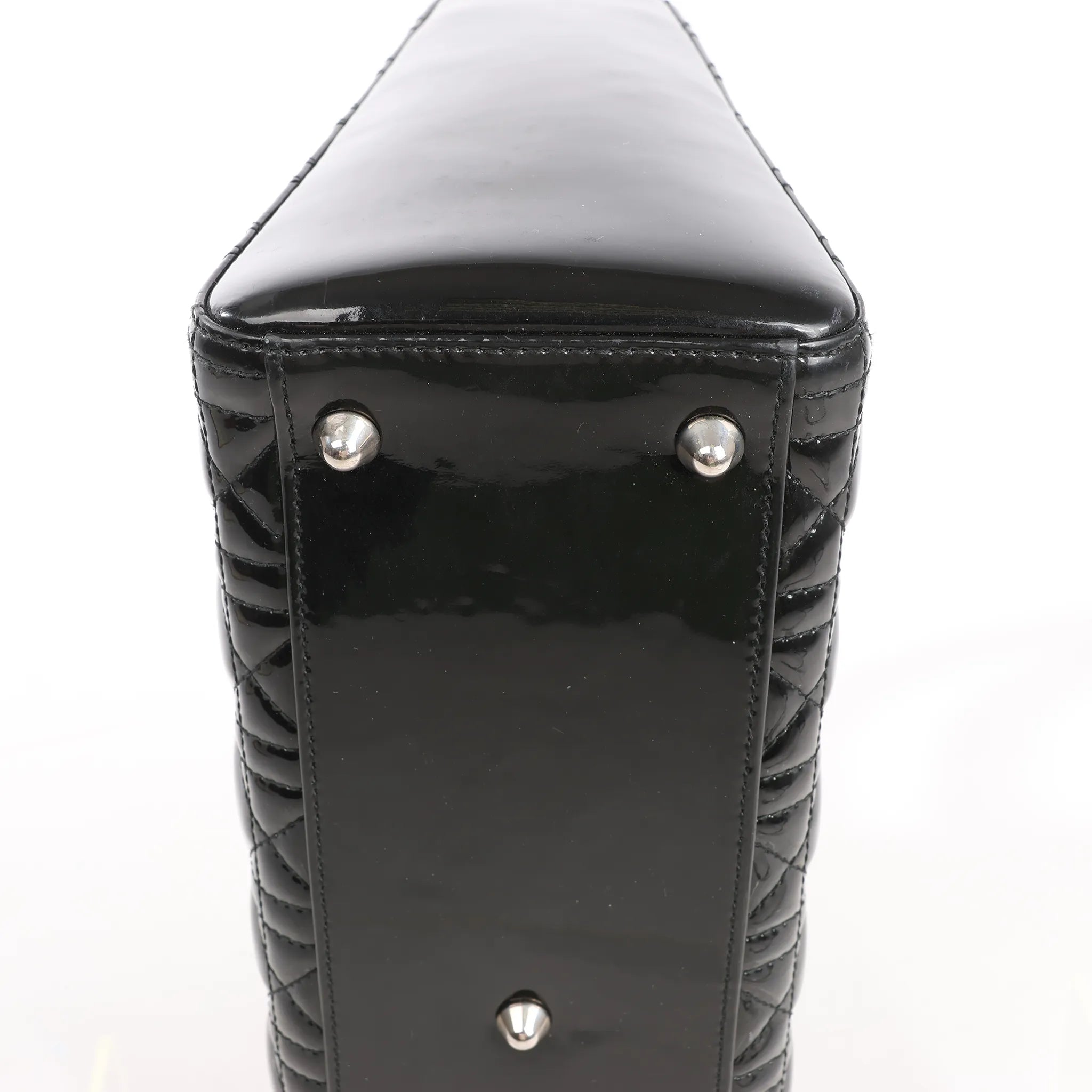 Dior Lady Dior Large Patent Leather Cannage 2Way Handbag in Black
