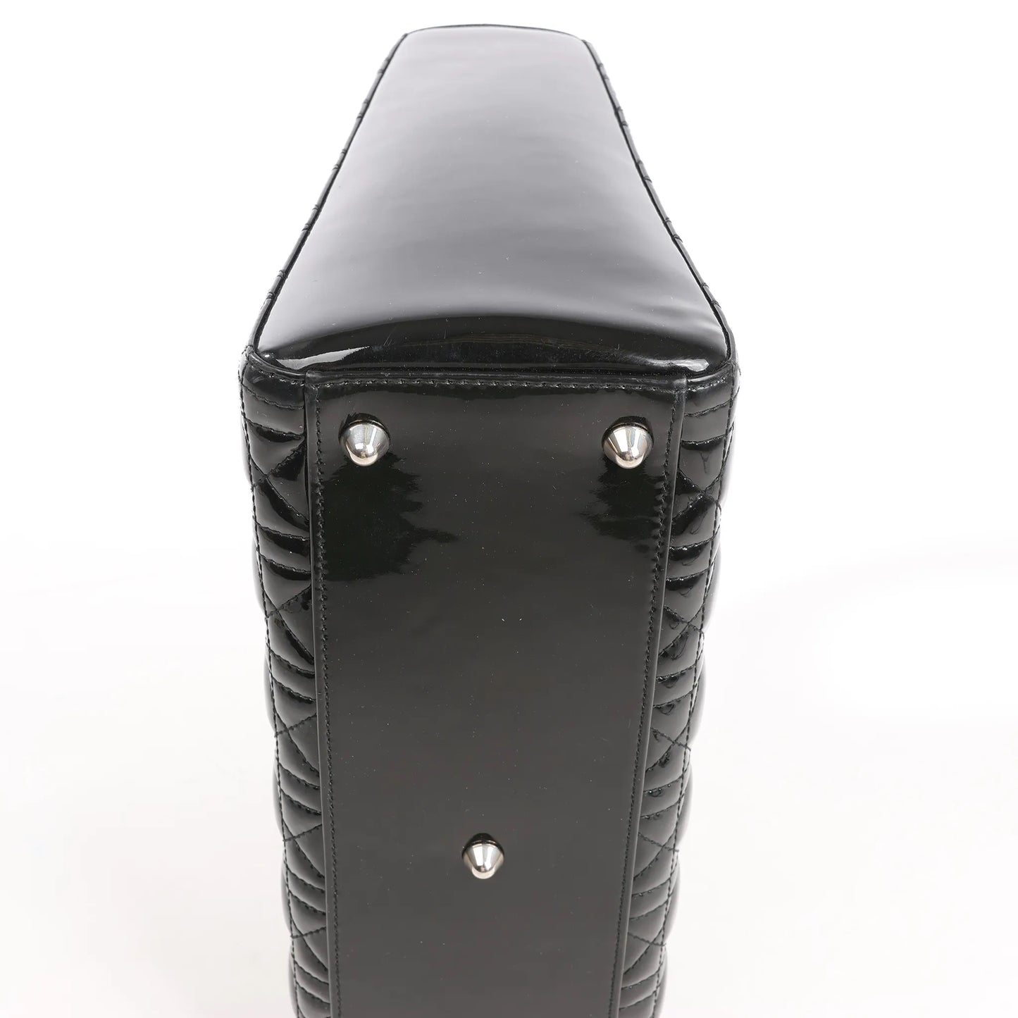 Dior Lady Dior Large Patent Leather Cannage 2Way Handbag in Black