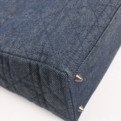 Dior Lady Dior Dennim x Leather Cannage Large Handbag in Navy Blue