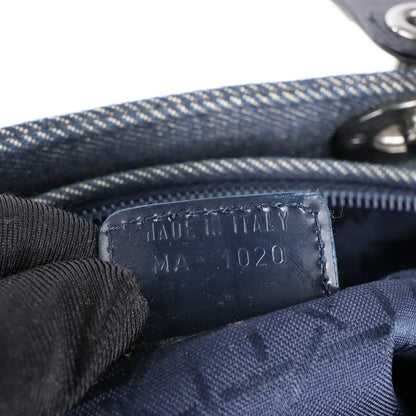 Dior Lady Dior Dennim x Leather Cannage Large Handbag in Navy Blue