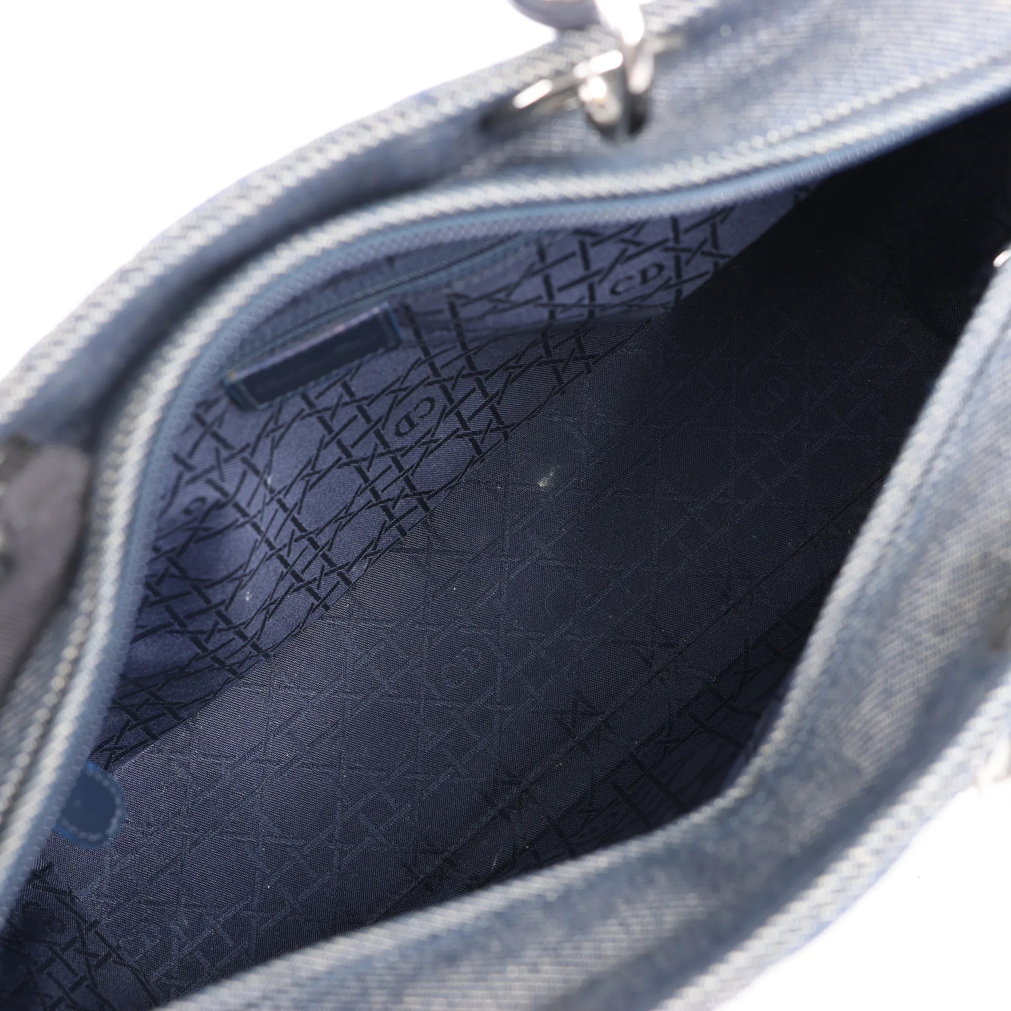 Dior Lady Dior Dennim x Leather Cannage Large Handbag in Navy Blue