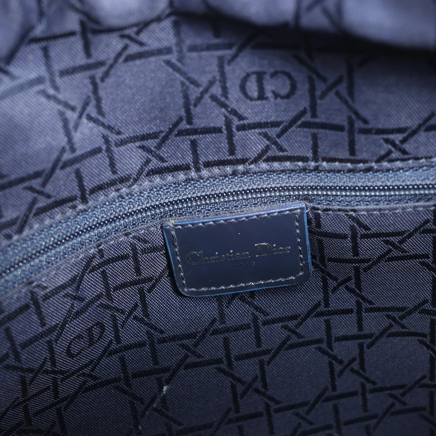 Dior Lady Dior Dennim x Leather Cannage Large Handbag in Navy Blue