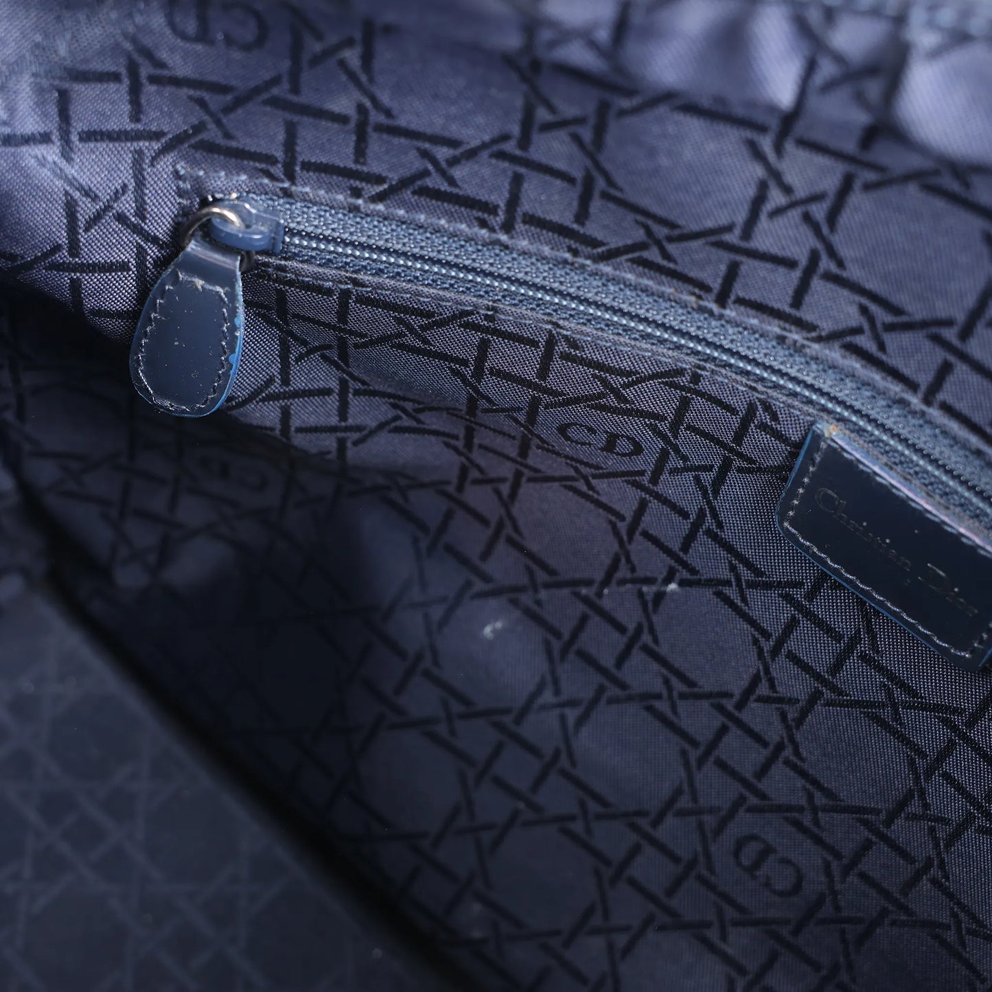 Dior Lady Dior Dennim x Leather Cannage Large Handbag in Navy Blue