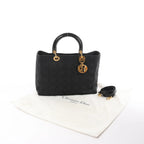 Dior Lady Dior Large Cannage Nylon x Patent Leather 2Way Handbag in Black