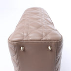 Dior Lady Dior Medium Cannage Leather 2Way Handbag in Beige
